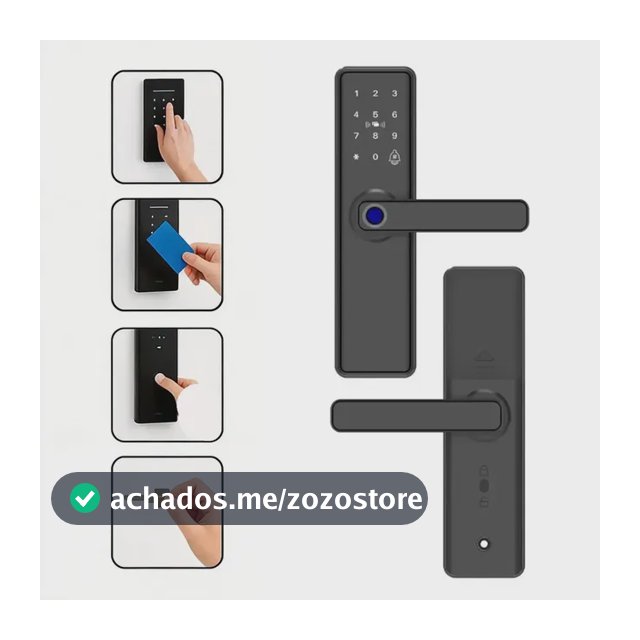 Fechadura Eletrônica Digital Com Biometria, Senha, Tag E Chave Touch Anti-espião Inteligente Preta Para Porta (casa/apartamento/hotel) Preto