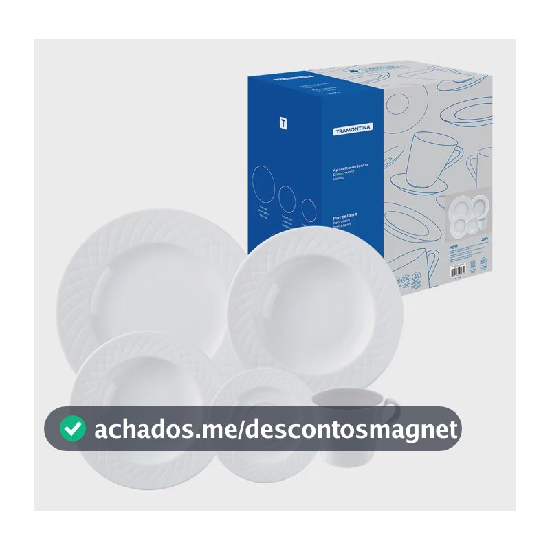 Aparelho de Jantar Ingrid em Porcelana 20 Peças Cor Branco Tramontina