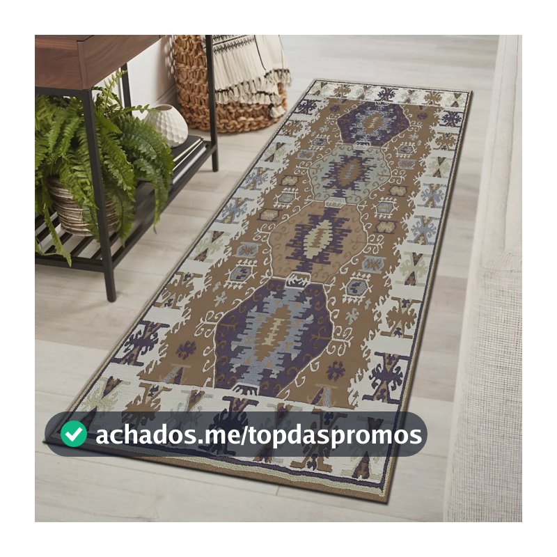 Tapete Passadeira Para Sala Veludo 180x60 Antiderrapante Comprimento 1.8 M Cor Marrom Desenho Do Tecido Hessye Mr Largura 60 Cm