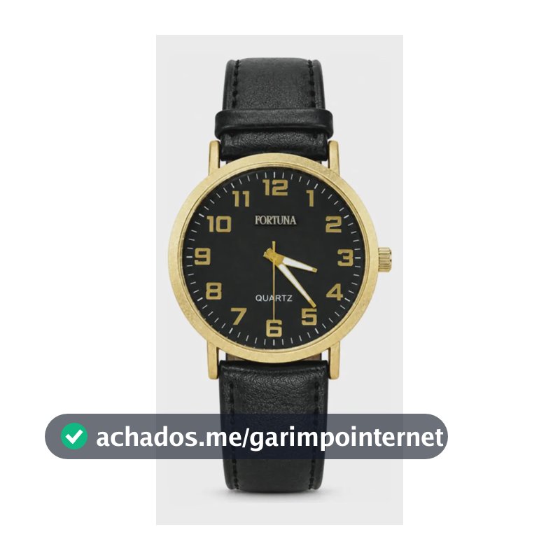 Relógio De Pulso Masculino Minimalista Old Money Fortuna Preto Cx Dourada E Preto