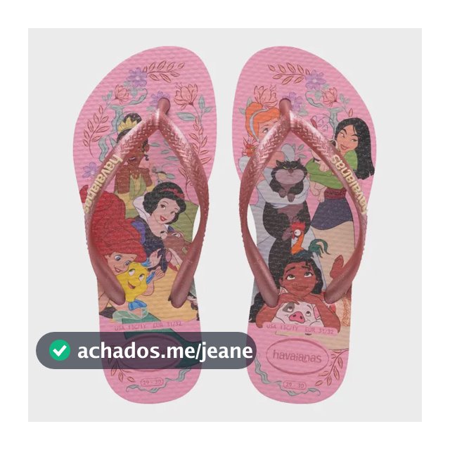 Chinelo Havaianas Kids Princesas Disney Rosa - Original