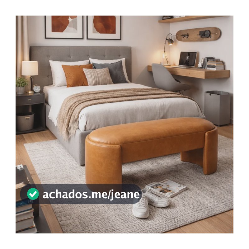 Recamier Decorativo Puff Fly 75cm Cama Solteiro Estofados Marrom Courino Sintético