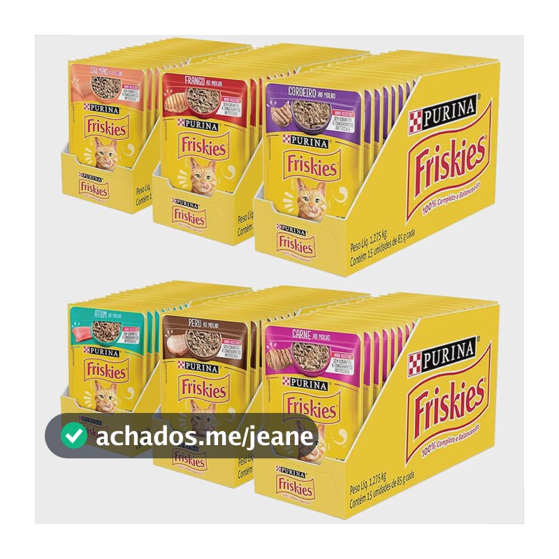 Kit Ração Umida Friskies Gatos Sabores Mix 90 Sachês 6 Cx
