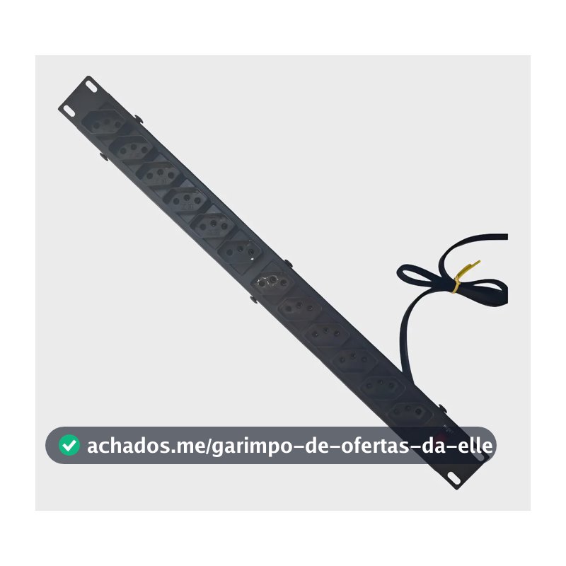 Regua Rack 19 Filtro Linha 10a 12 Tomadas Extensão Elétrica - Preto - Com Chave De Proteção Eletrônica Max Amper