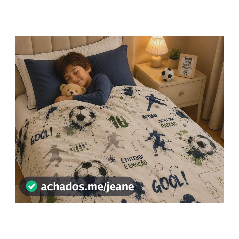 Manta Quentinha Infantil Para Menino 220x150 Tema Masculino Futebol