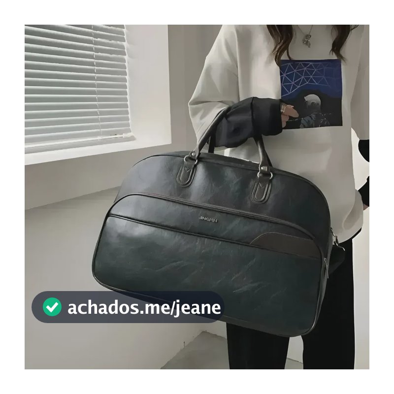 Bolsa Couro Grande De Viagem Mala Mão Resistente Preta Artestore