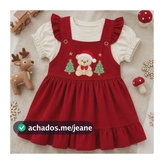 Conjunto De Natal 02 Peças Vestido E Camiseta Natalino Luxo