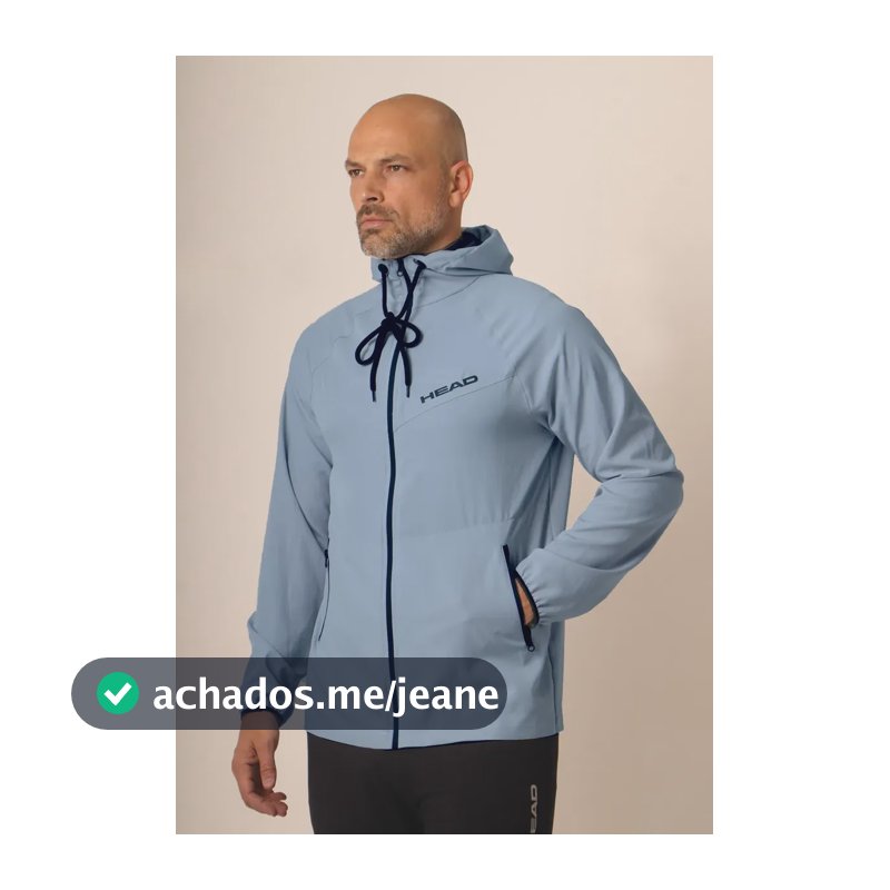 Jaqueta Corta Vento Head Tennis Com Capuz Azul Claro G