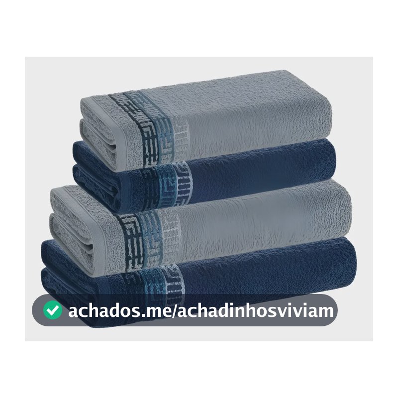 Jogo De Toalhas 4 Pçs Fio Cardado 100% Algodão Bosco Karsten Azul Serena/ Azul Naval Bosco