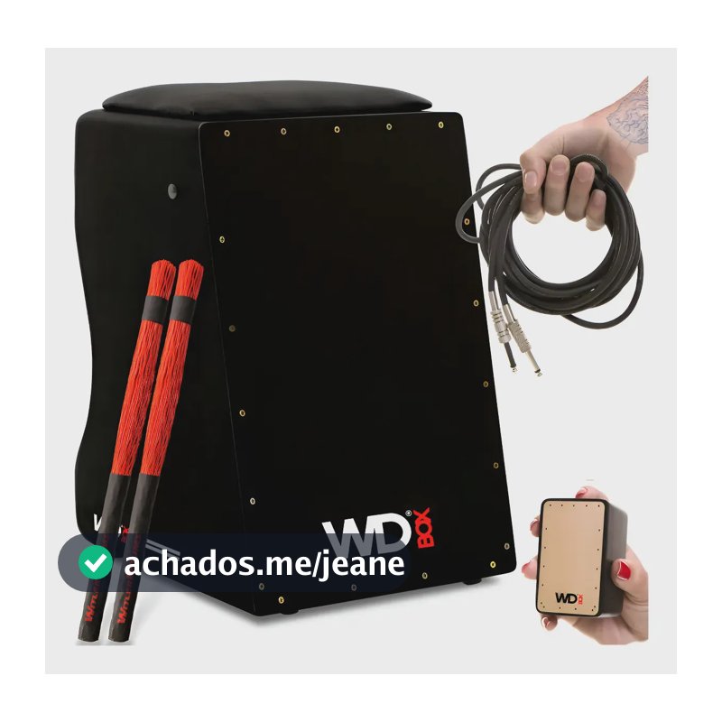 Cajon Profissional Wittler Drums Custom Pro Elétrico com Esteira e Tampo Marfim