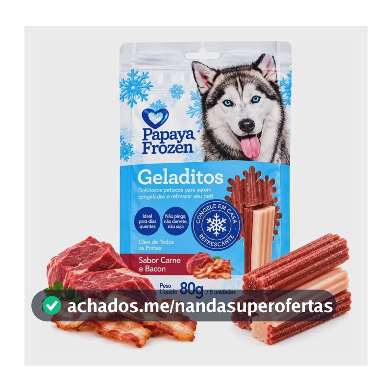 Petisco Papaya Frozen Geladitos Carne Bacon 80g 5un