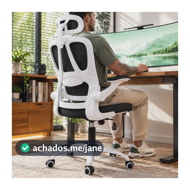 Cadeira Ergonômica De Escritorio Giratoria Suporte Lombar Branco Malha