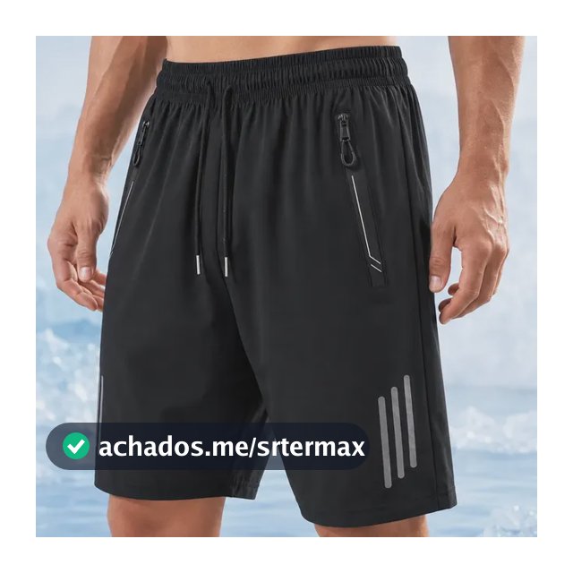 Short Masculino Bermuda Secagem Dry Zip Bolsos Academia