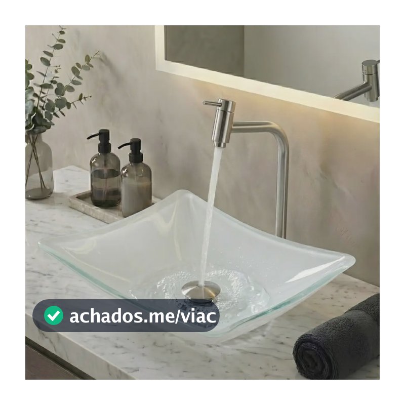Cuba Lavabo Apoio Banheiro Vidro Quadrada 30cm Branco Brilho Branco Branco Brilhante