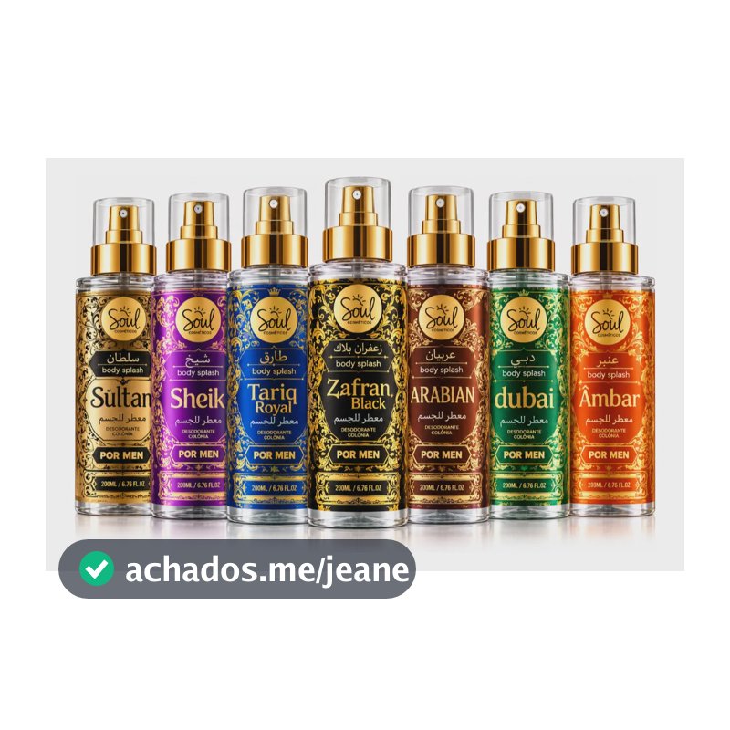Kit 6 Body Splash Perfume Árabe Masculino Soul 200ml Luxo