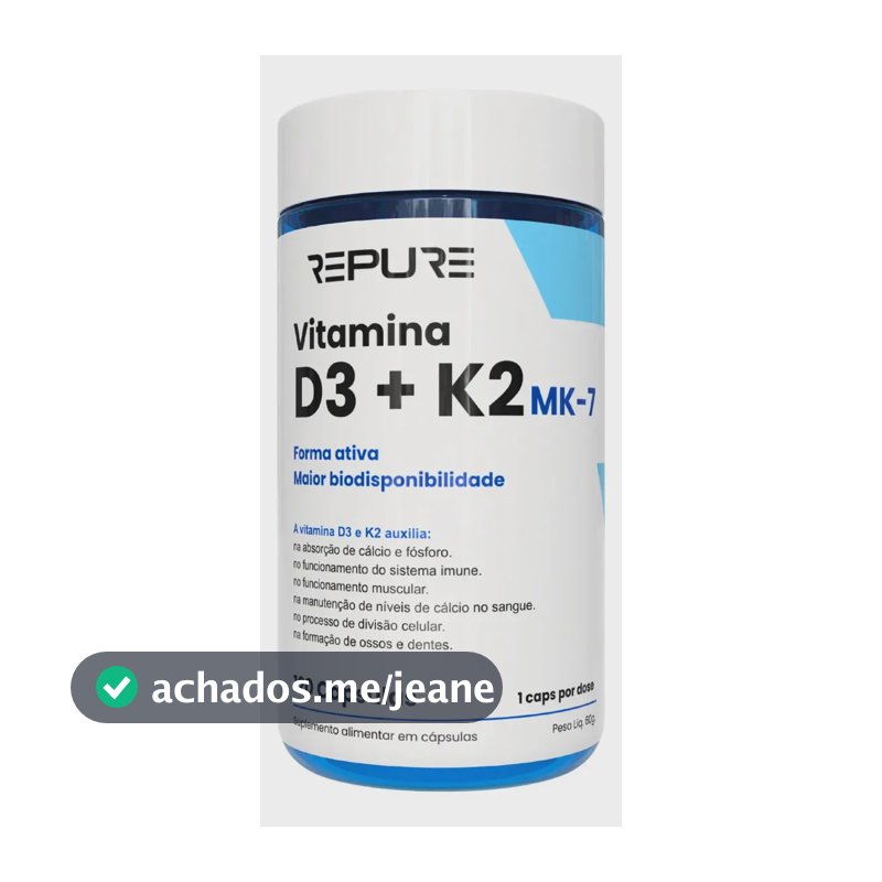 Vitamina D3 K2 Mk7 (2000ui + 149mcg) Premium 120 Cáps Repure Sem Sabor