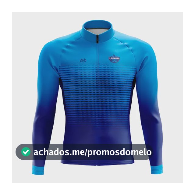 Camiseta Ciclismo Manga Longa Masculina Montanhas Azul Uv50+