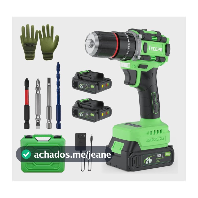Parafusadeira Furadeira 1450rpm Tecepo Tp-ba50 3/8  10mm Verde-limão 127/220v 60hz