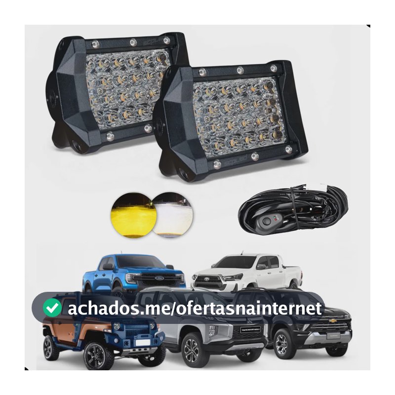 Par Farol De Milha Led Dual Color 60w + 60w Com Chicote 120w