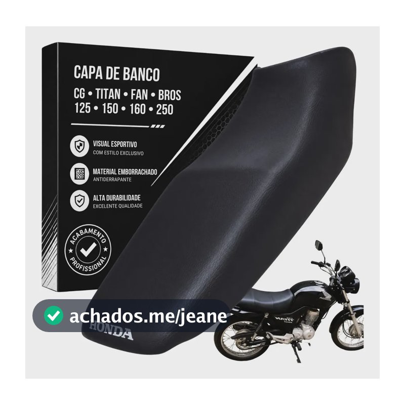 Capa Banco Moto Honda Cg Titan Fan Start Cargo 125 150 160 Preta (com Logo)