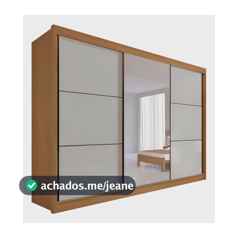 Guarda-Roupa Casal Com Espelho D'Doro 3 Portas 6 Gavetas MDF 100%