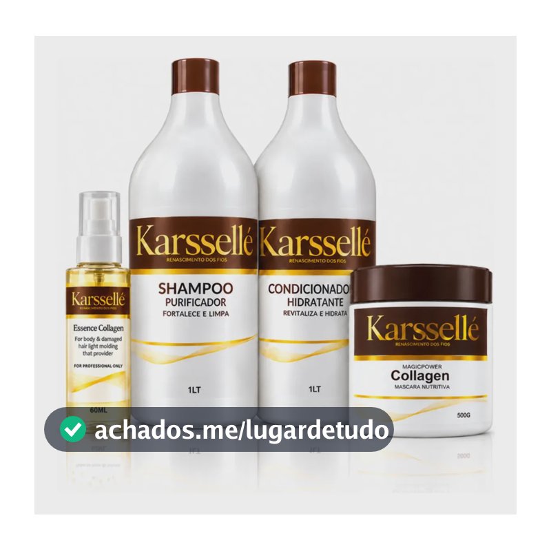 Kit Karssellé Shampoo 1l + Condicionador 1l + Máscara 500g + Óleo 60ml