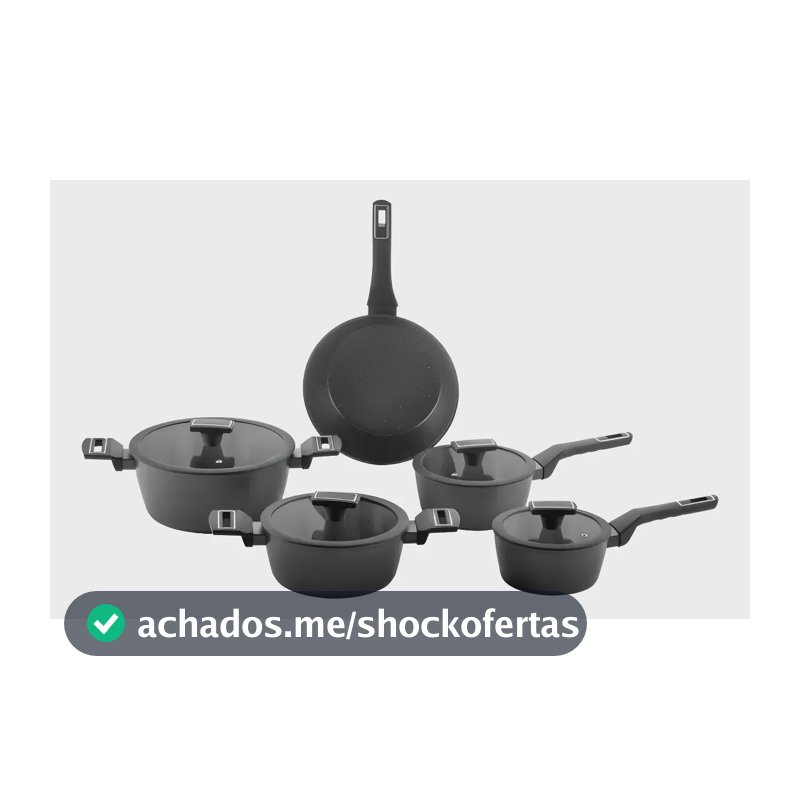 Jogo De Panelas Brinox Cerâmico 5 Pçs Carbon Ceramic Indução Cor Preto