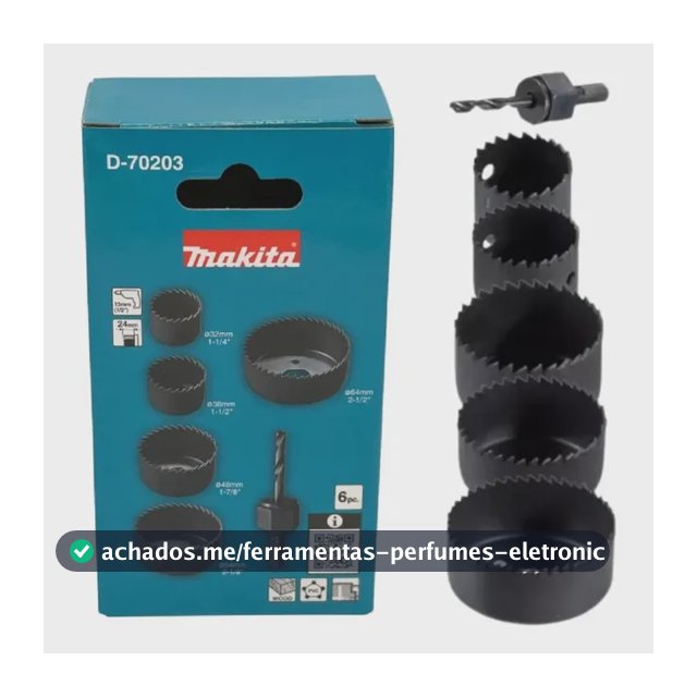 Jogo Serra Copo Madeira 6 Peças 32mm A 64mm D-70203 Makita