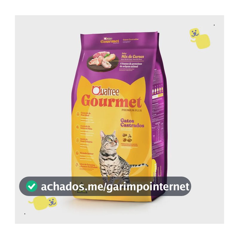 Ração Quatree Gourmet Gatos Castrados Mix de Carnes 10.1kg