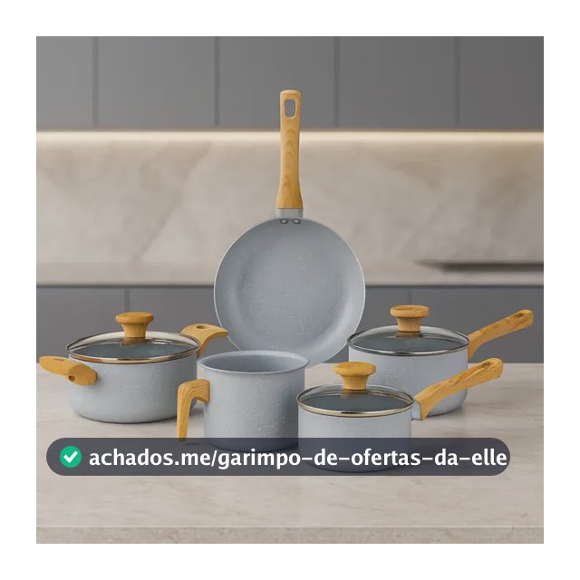 Jogo de Panelas 5 Peças Antiaderente Cerâmico Grafite Mimo Style - Conjunto Completo