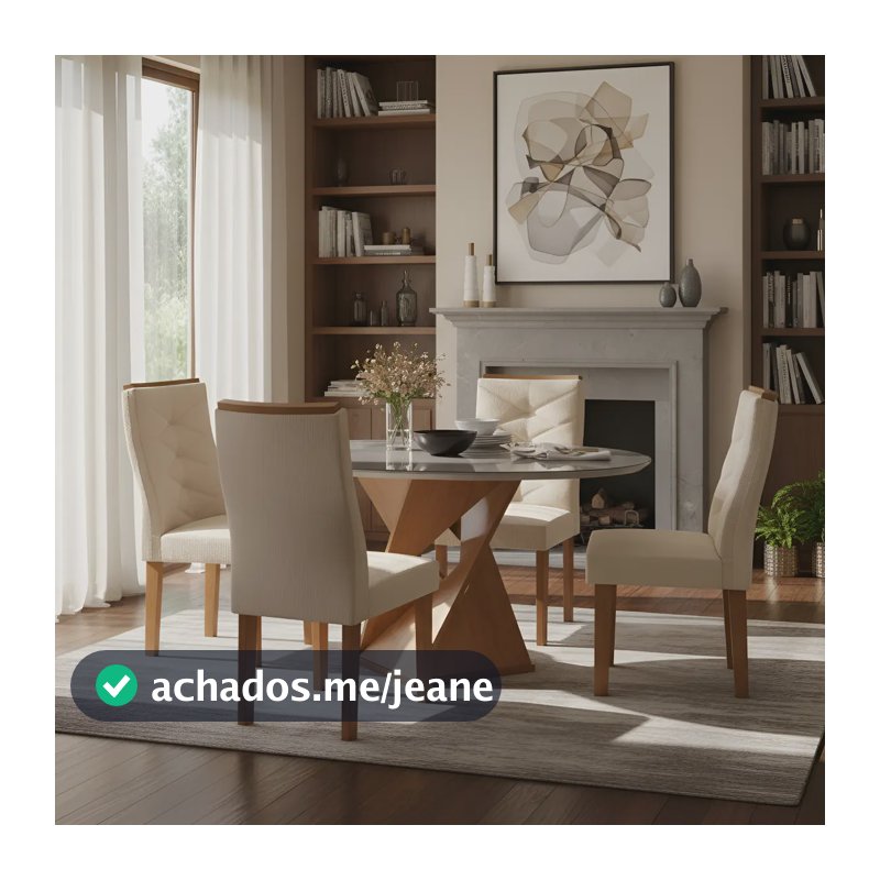 Conjunto de Jantar Yescasa 4 Cadeiras Mesa Redonda Vidro Moderno