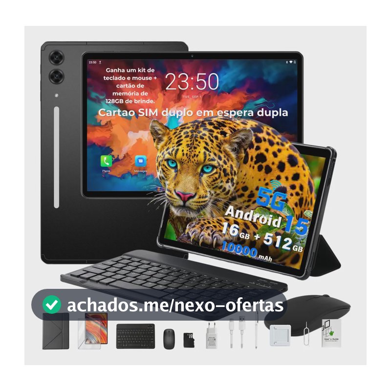 Tablet S10 Android 15 Dual Sim 5g 16gb+512gb+128gb 10000mah Cinza