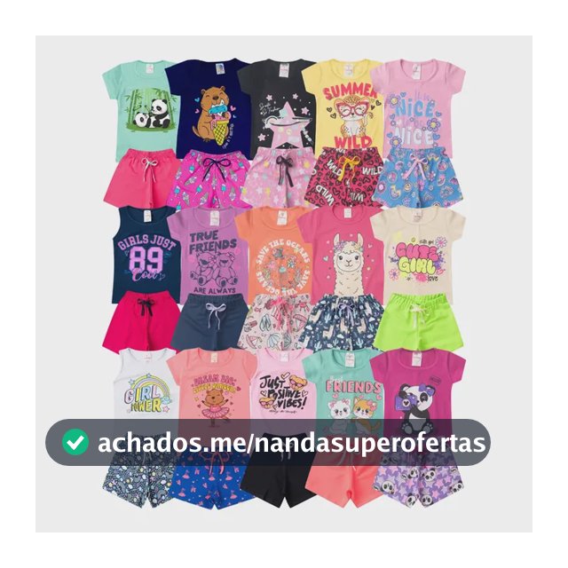Kit Lote 12 Peças Menina Conjunto Infantil Top Feminino