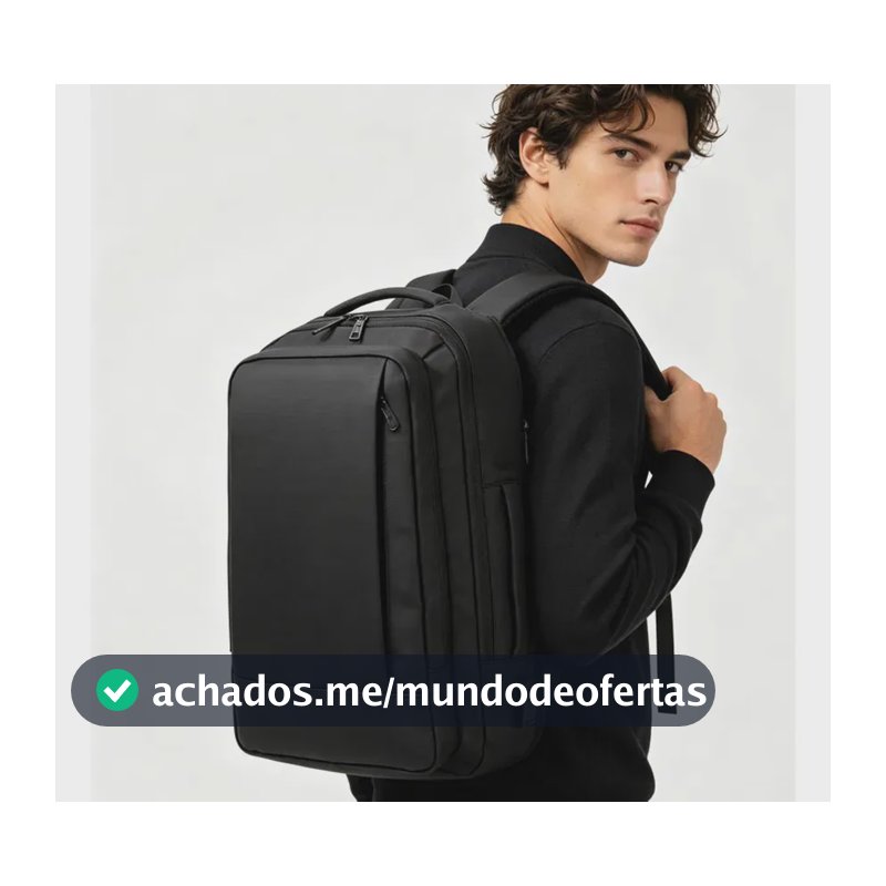Mochila À Prova D'água Reforçada Expansível Para Viagens Diá Preto Liso
