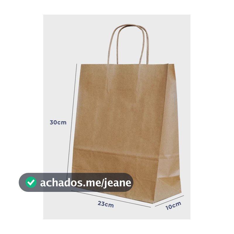 Sacola Papel Kraft M 23x30x10cm 50und Acesso Monolúcido Embalagem Presente Bolsa Ecológica Alça Torcida