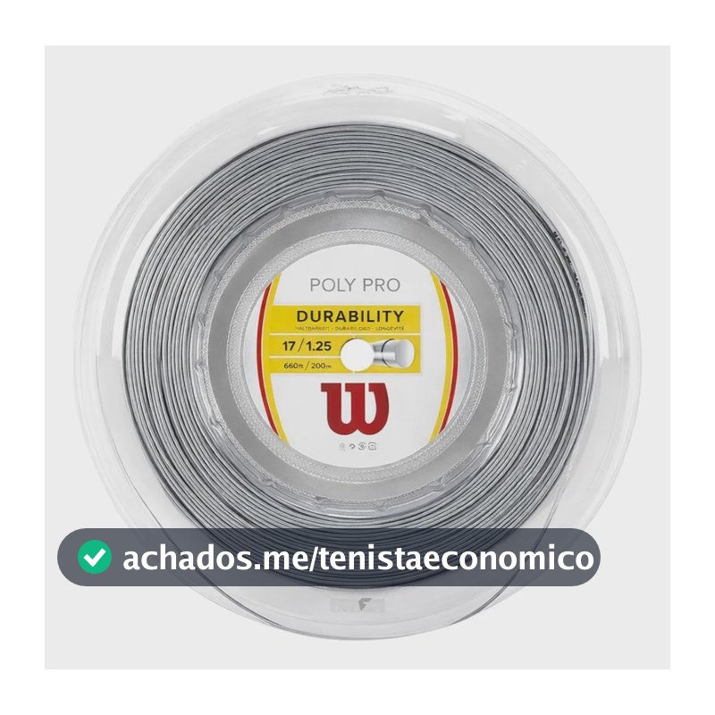 Rolo De Corda Wilson Poly Pro 125 200m Gauge 17 Cinza 1.25 Mm Cinza