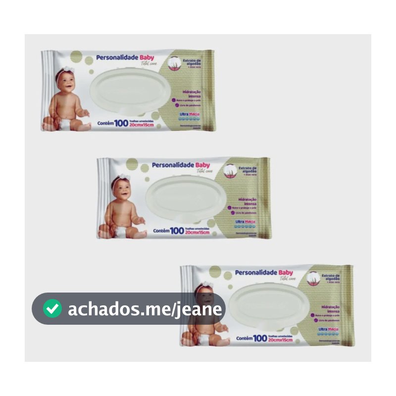 Kit C/3 Lenços Umedecidos Personalidade Baby 100 Un Cada