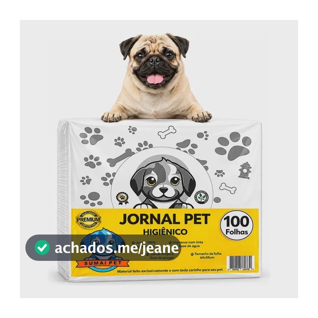 Jornal Pet 100 Folhas Grandes Papel Limpo Higienico Cachorro