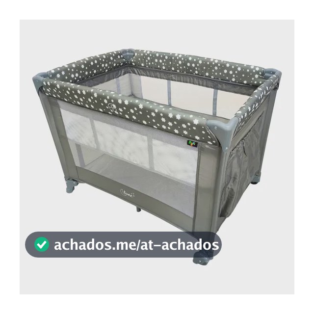 Berço Portátil Infantil Cercado Desmontável Lune Maxi Baby - CINZA