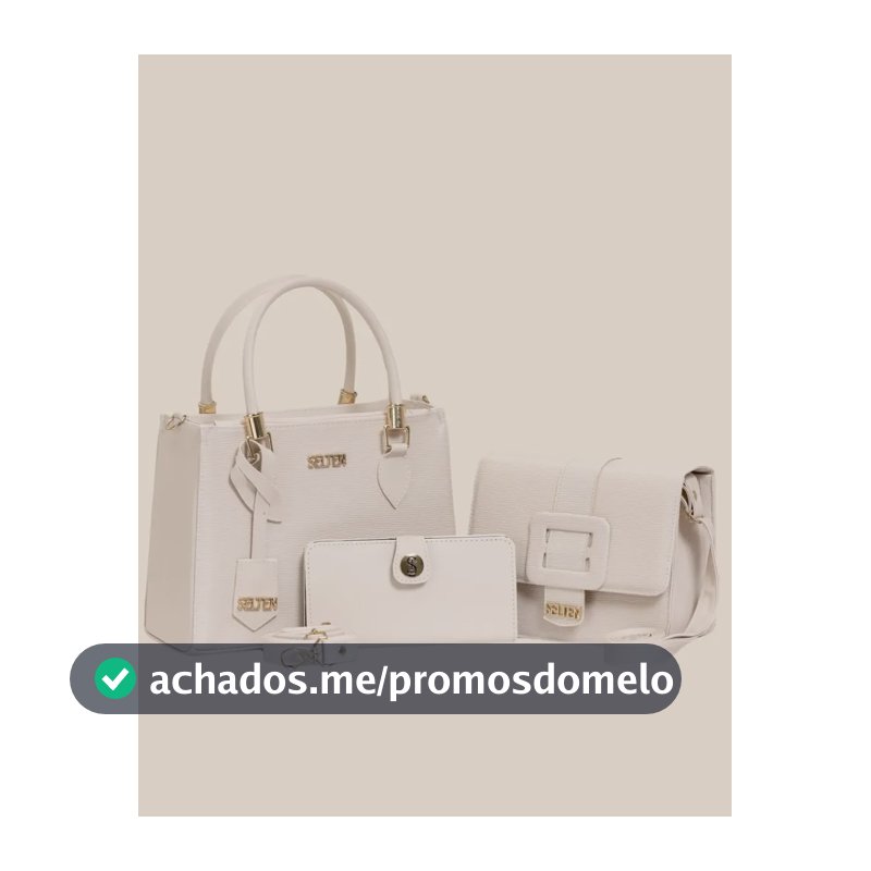 Kit Bolsa Feminina 3 Peças Promoção Relâmpago Só Hoje   Creme