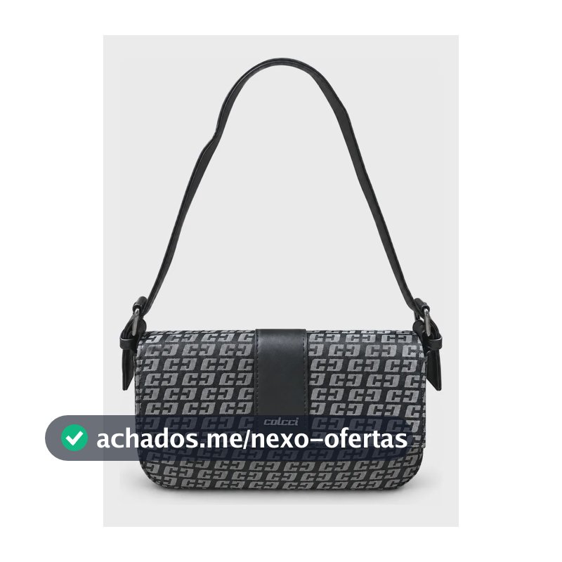 Bolsa Colcci Preta Feminina Monograma Ombro Estruturada Preto Pu Jacquard Onix
