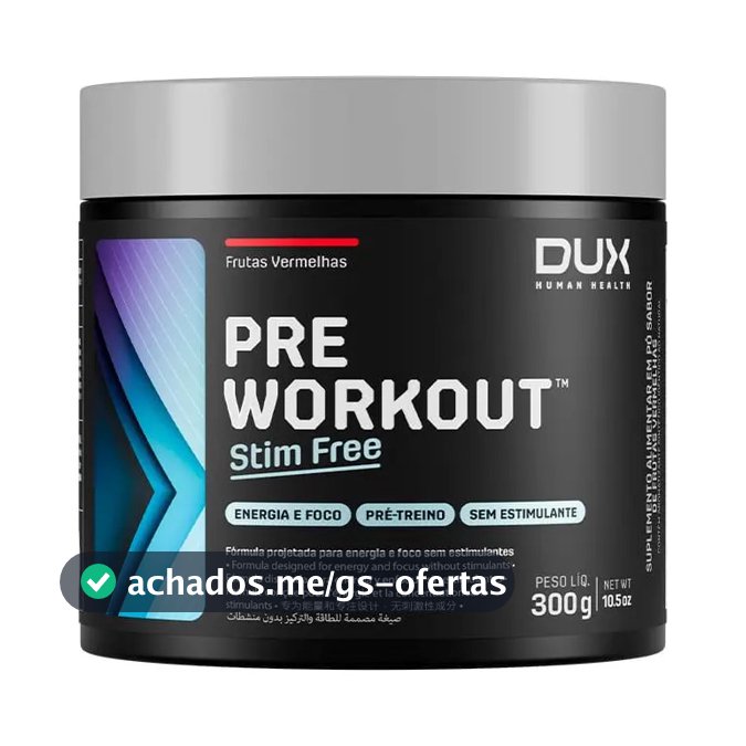DUX Pre Workout Stim Free 300g Sabor Frutas vermelhas
