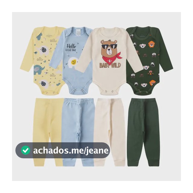 Kit 8 Peças Enxoval Bebe Menino/menina Body Calça Algodão