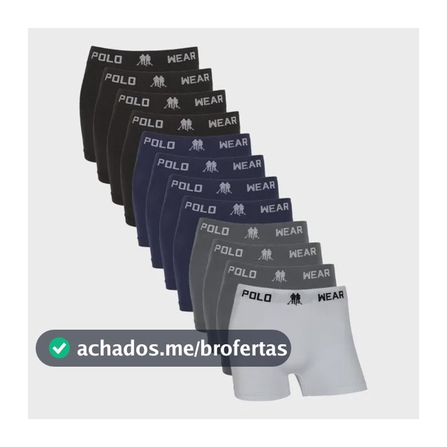 Kit Com 12 Cuecas Boxer Masculina Adulto Polo Wear Original
