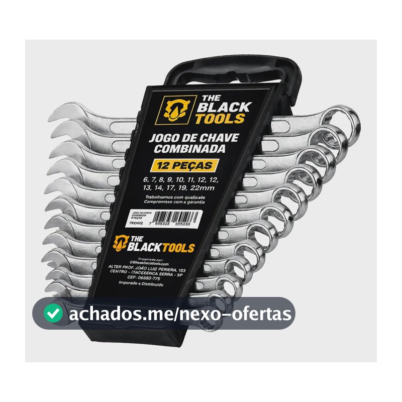 Jogo De Chave Boca E Estrela Combinada 12 Pçs Aço 6-22 Mm Cromada Profissional Tkch12 The Black Tools