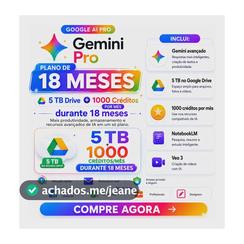 Google Gemini Ai Pro Privado 18 Meses Com 5tb Drive Digital