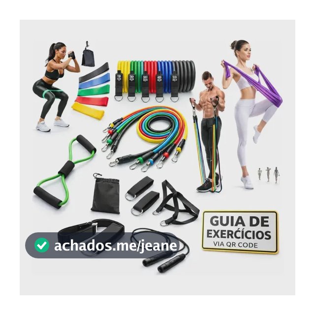 Kit 20 Itens: Elasticos Extensores + 5 Mini bands + 1 Corda de Pular + 1 Cross tube + 1 Thera Band + Guia de Exercícios Cardio- Fisioterapia - Pilates- Academia- Treino em Casa Reativo Sport e Fitness