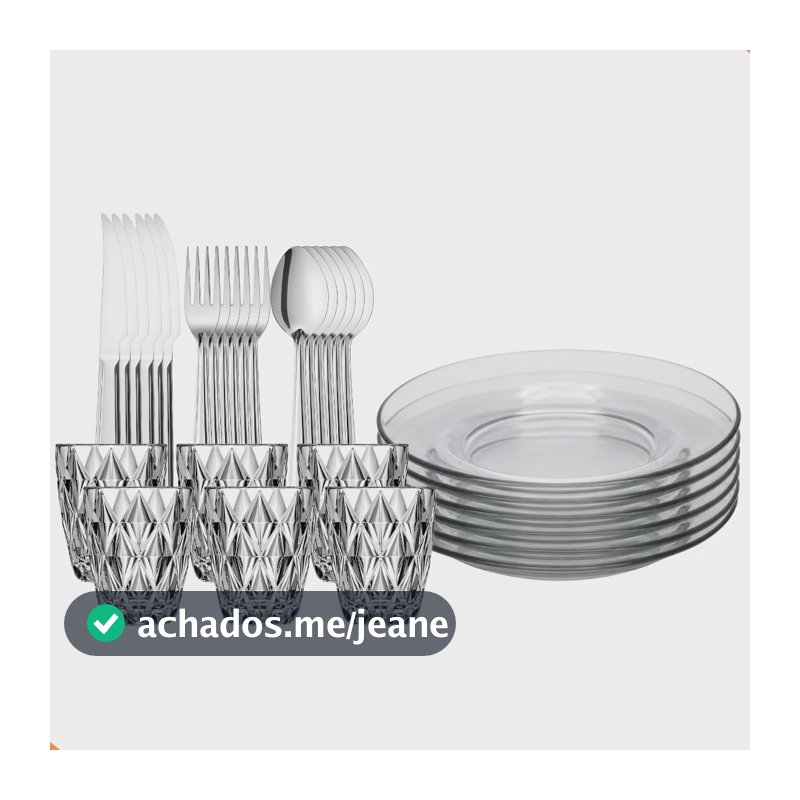 Aparelho De Jantar 30 Peças Copos Diamond Pratos E Talheres Transparente Diamond