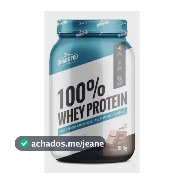 100% Whey Protein Pote 900g Proteína Shark Pro Sabores Top Sabor Chocolate