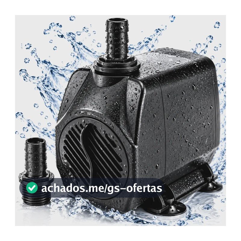 Bomba Submersa 2500 L/h Bombinha 2,7m Lagos Recalque Fontes Aquários Cascata Chafariz Motor Água Doce Salgada Marinho Fonte Hidroponia Aquaponia